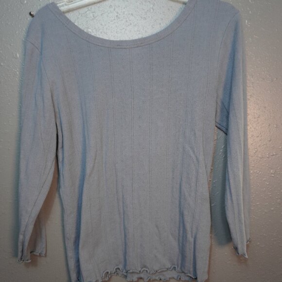 Loft Womens Dark Gray Pointelle Henley Pajama Top and Short Set Size Medium - Picture 4 of 7